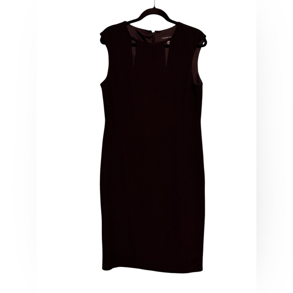 Studio Black Sleeveless Sheath Dress with Cutout Neckline